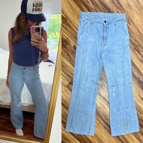 Vintage Original 70s Levi’s Stratus Light Blue Flare Jeans - Picture 15 of 16